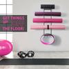 MRZZATA 5-Tiers Yoga Mat Holder Wall Mount, Metal Storage Rack for Mats/Wheels, Foam Roller and Block, Wall Rack with 3-Hooks for Hanging Stretching Strap, Resistance Bands, Yoga Accessories view 2