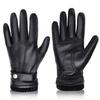 BISON DENIM Winter Sheepskin Leather Gloves for Men, Warm Cashmere Lined Touchscreen Texting Gloves for Driving (Black,Large) view 1