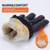 BISON DENIM Winter Sheepskin Leather Gloves for Men, Warm Cashmere Lined Touchscreen Texting Gloves for Driving (Black,Large) view 2