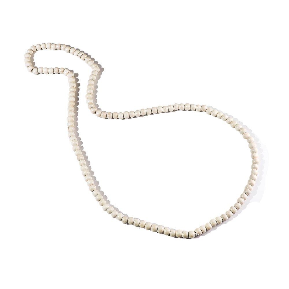 COLORFUL BLING Africa Natural Wooden Beads Buddha Buddhist Rosary Mala Necklace Tibetan Prayer Meditation Strand Necklace for Men Women Tibetan Jewelry-white round