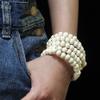 COLORFUL BLING Africa Natural Wooden Beads Buddha Buddhist Rosary Mala Necklace Tibetan Prayer Meditation Strand Necklace for Men Women Tibetan Jewelry-white round view 3