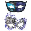 Coddsmz Couple Mask Half Venetian Masquerade Ball Mardi Gras Christmas Cosplay Costume Halloween Party 2 Pack Blue view 1