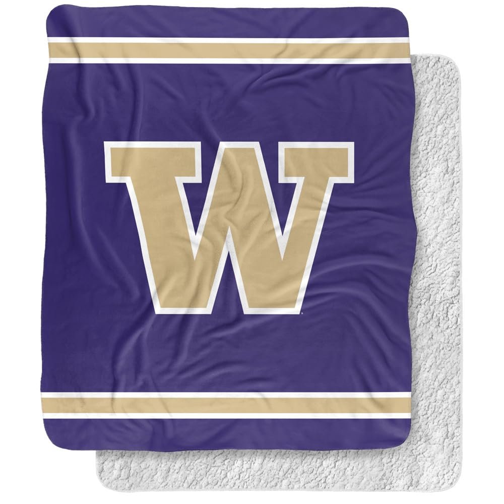 University of Washington Blanket, 50"x60" Primary Logo, Silky Touch Sherpa Back Super Soft Throw Blanket