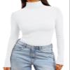 Trendy Queen Women's Turtleneck Long Sleeve Shirts Spring Fashion BasicThermal Underwear Tops Winter Clothes 2026 White L view 1