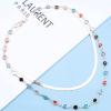Andelaisi Boho Colorful Rhinestone Necklace Choker Layered Rainbow Crystal Necklace Chain Multi Color Necklaces Gold Snake Chain Necklace Jewelry for Women view 3