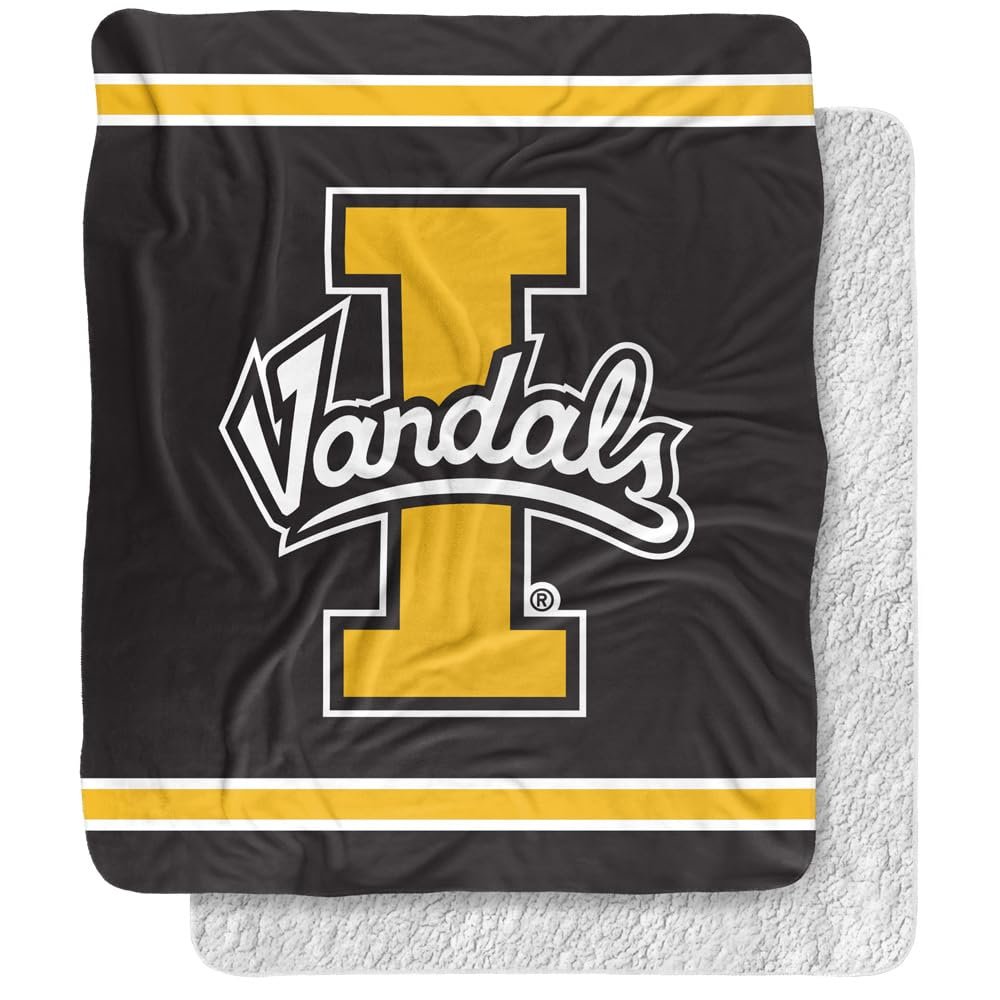 University of Idaho Blanket, 50"x60" Primary Logo, Silky Touch Sherpa Back Super Soft Throw Blanket