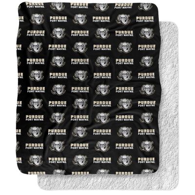 Purdue University Fort Wayne Blanket, 50"x60" Logo Pattern, Silky Touch Sherpa Back Super Soft Throw Blanket