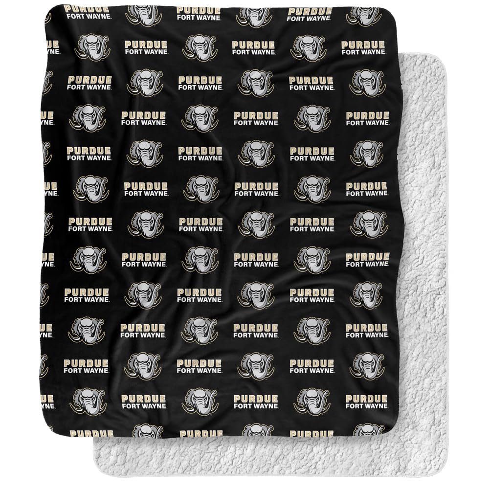 Purdue University Fort Wayne Blanket, 50"x60" Logo Pattern, Silky Touch Sherpa Back Super Soft Throw Blanket