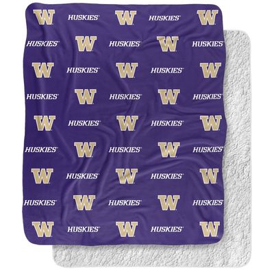 University of Washington Blanket, 50"x60" Logo Pattern, Silky Touch Sherpa Back Super Soft Throw Blanket