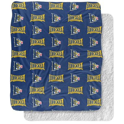 Drexel University Blanket, 50"x60" Logo Pattern, Silky Touch Sherpa Back Super Soft Throw Blanket