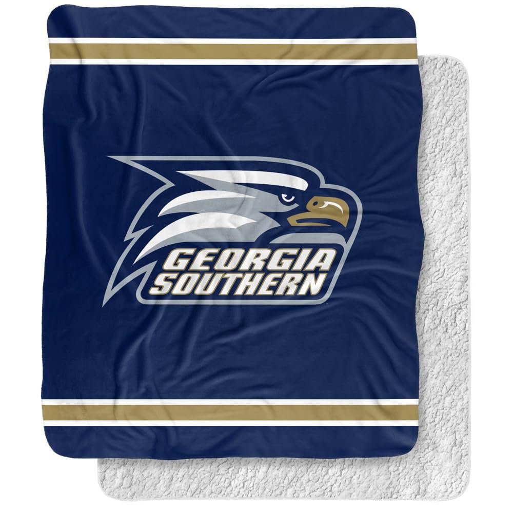 Georgia Southern University Blanket, 50"x60" Primary Logo, Silky Touch Sherpa Back Super Soft Throw Blanket