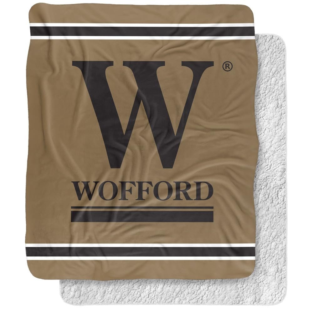 Wofford College Blanket, 50"x60" Primary Logo, Silky Touch Sherpa Back Super Soft Throw Blanket