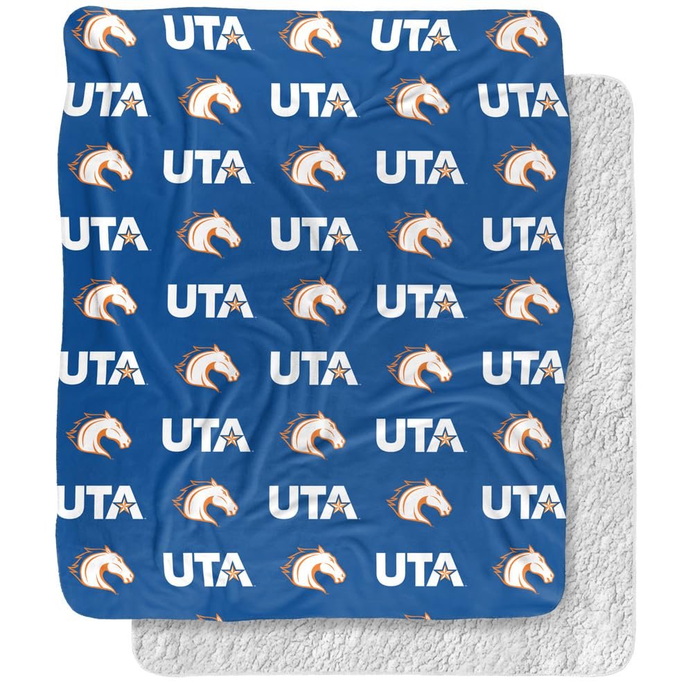 University of Texas at Arlington Blanket, 50"x60" Logo Pattern, Silky Touch Sherpa Back Super Soft Throw Blanket
