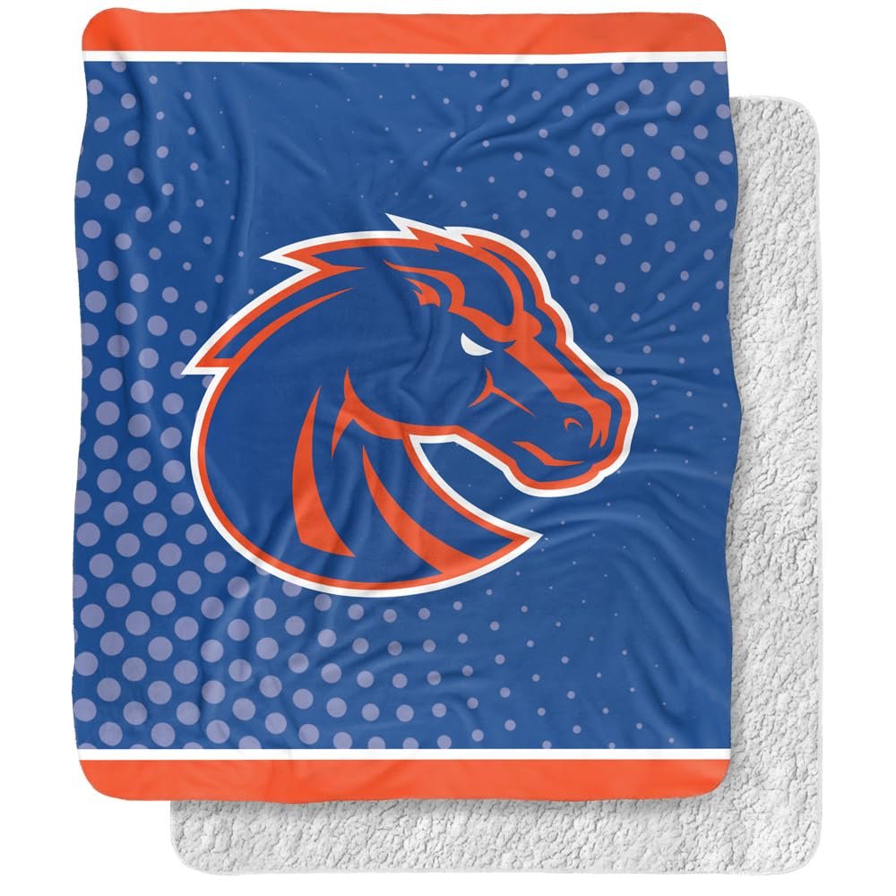 Boise State University Blanket, 50"x60" Logo Dots, Silky Touch Sherpa Back Super Soft Throw Blanket