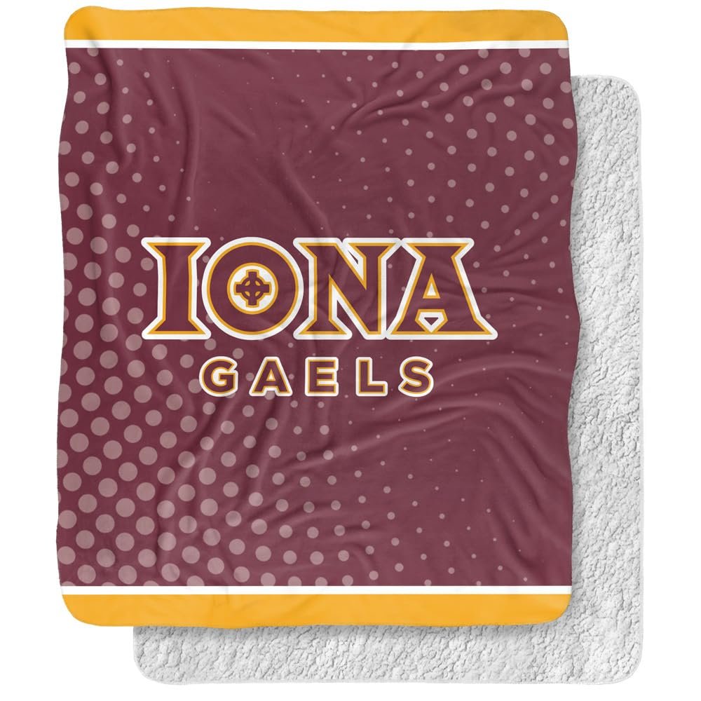 Iona College Blanket, 50"x60" Logo Dots, Silky Touch Sherpa Back Super Soft Throw Blanket