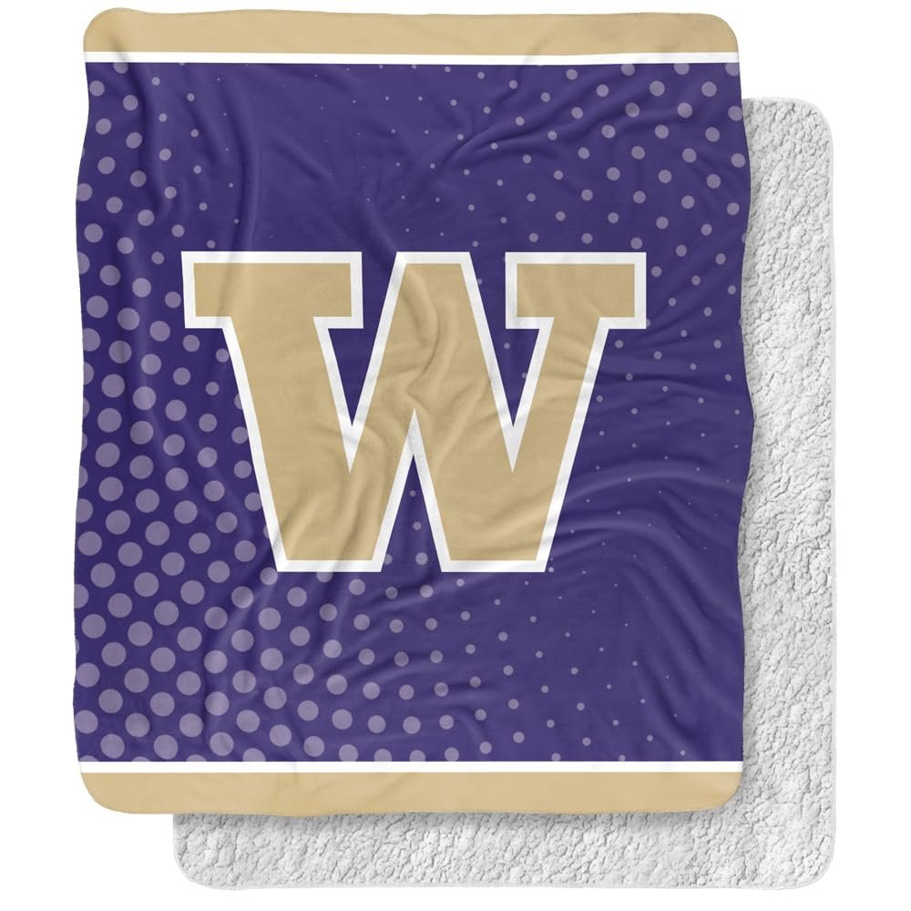 University of Washington Blanket, 50"x60" Logo Dots, Silky Touch Sherpa Back Super Soft Throw Blanket