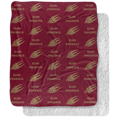 Elon University Blanket, 50"x60" Logo Pattern, Silky Touch Sherpa Back Super Soft Throw Blanket