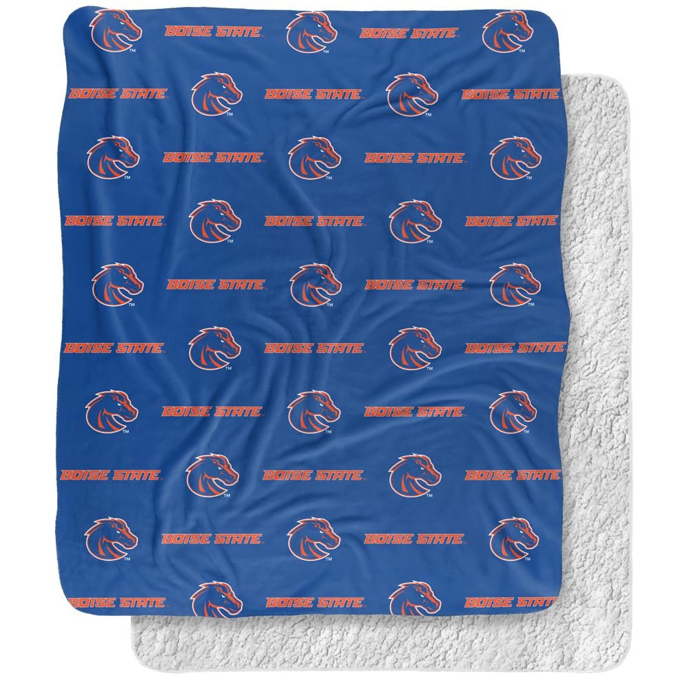 Boise State University Blanket, 50"x60" Logo Pattern, Silky Touch Sherpa Back Super Soft Throw Blanket