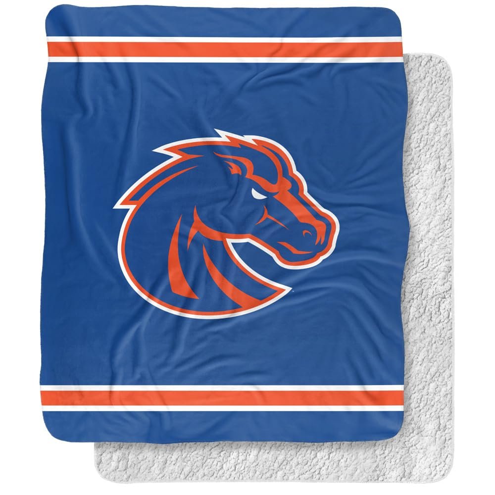 Boise State University Blanket, 50"x60" Primary Logo, Silky Touch Sherpa Back Super Soft Throw Blanket