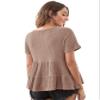 BENIN Women's Summer Short Sleeve T-Shirt Ruffle Hem Waffle Knit Top view 1
