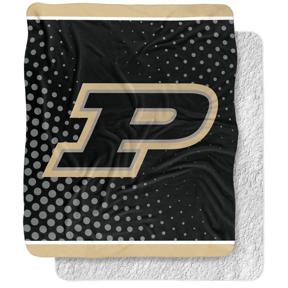 Purdue University Blanket, 50"x60" Logo Dots, Silky Touch Sherpa Back Super Soft Throw Blanket