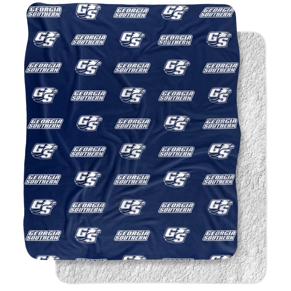 Georgia Southern University Blanket, 50"x60" Logo Pattern, Silky Touch Sherpa Back Super Soft Throw Blanket