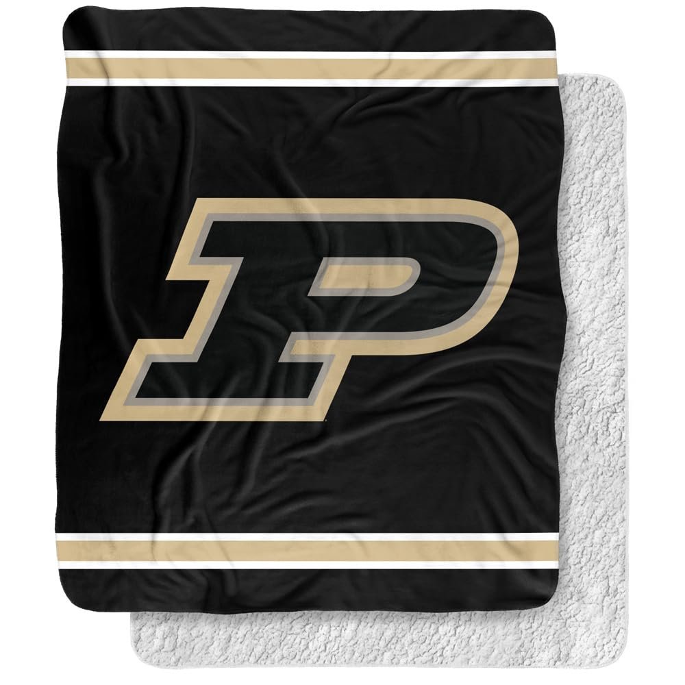 Purdue University Blanket, 50"x60" Primary Logo, Silky Touch Sherpa Back Super Soft Throw Blanket