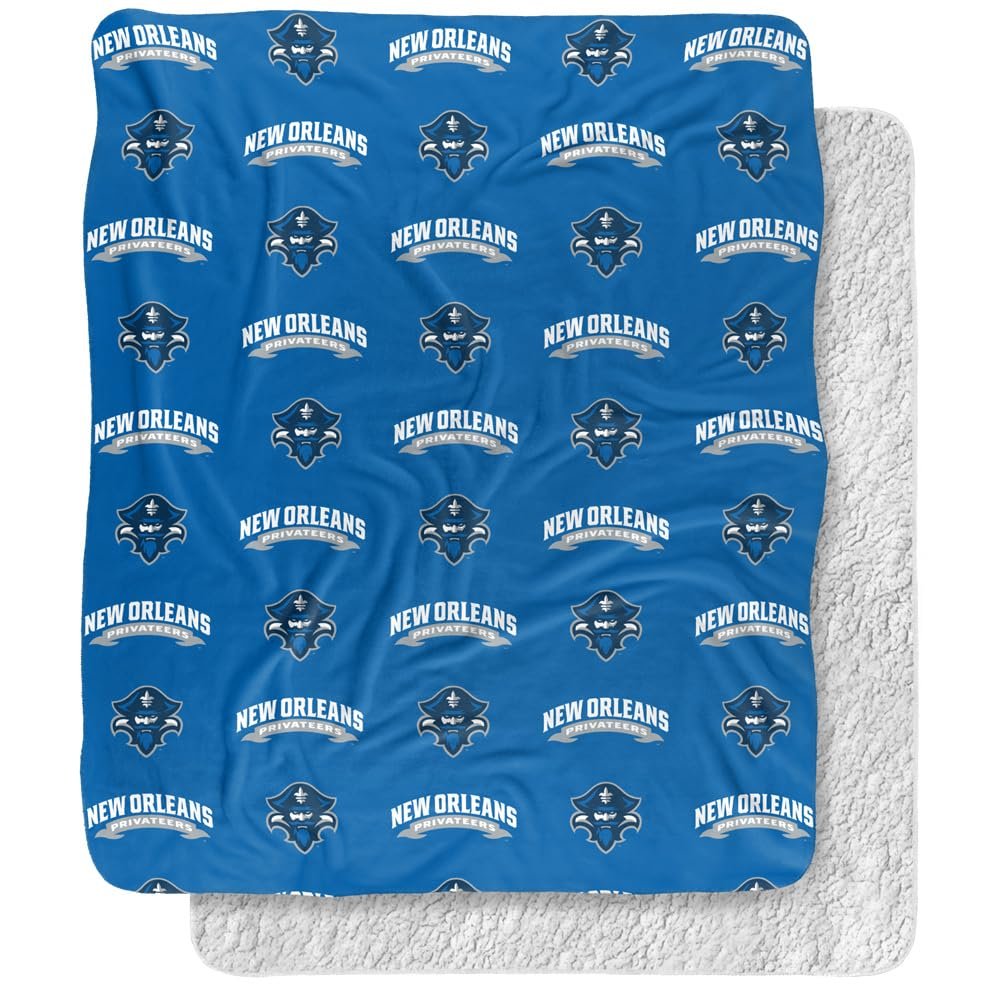 University of New Orleans Blanket, 50"x60" Logo Pattern, Silky Touch Sherpa Back Super Soft Throw Blanket