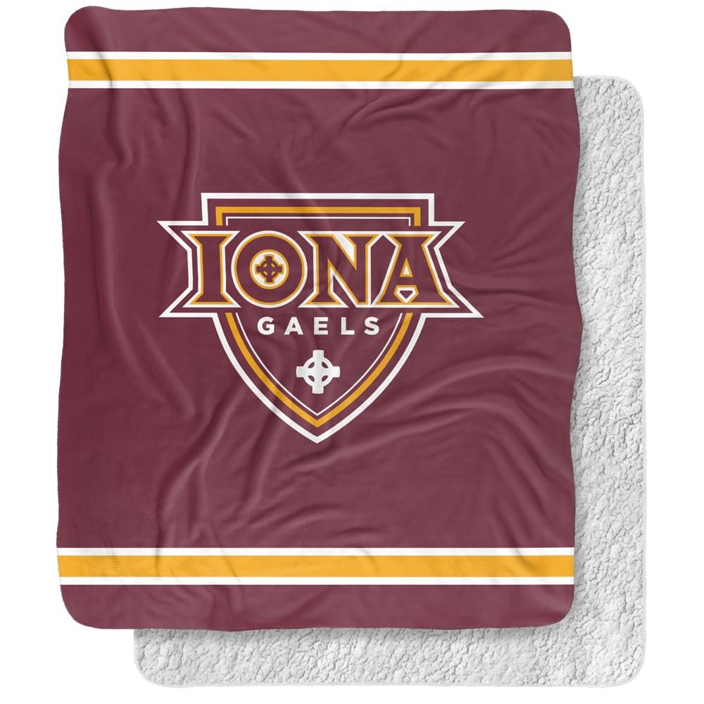 Iona College Blanket, 50"x60" Primary Logo, Silky Touch Sherpa Back Super Soft Throw Blanket