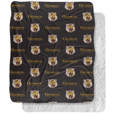 Grambling State University Blanket, 50"x60" Logo Pattern, Silky Touch Sherpa Back Super Soft Throw Blanket