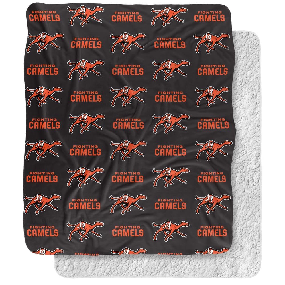 Campbell University Blanket, 50"x60" Logo Pattern, Silky Touch Sherpa Back Super Soft Throw Blanket