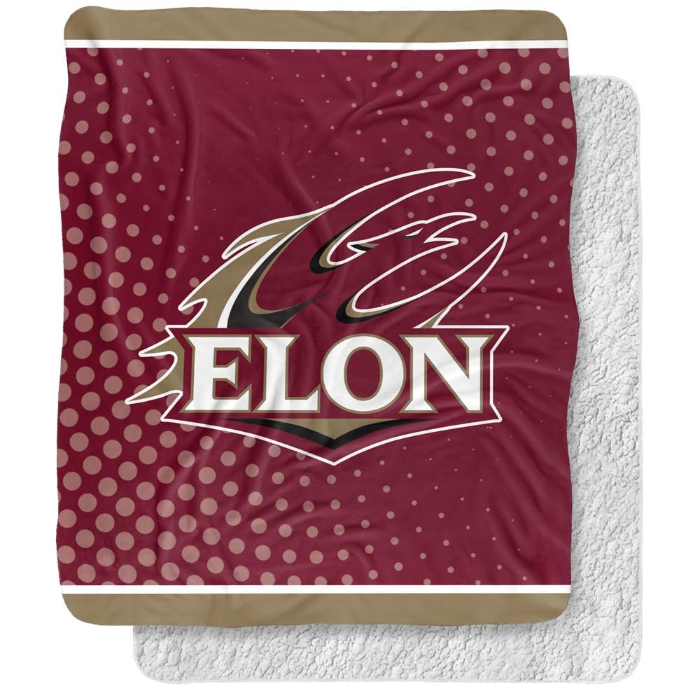 Elon University Blanket, 50"x60" Logo Dots, Silky Touch Sherpa Back Super Soft Throw Blanket