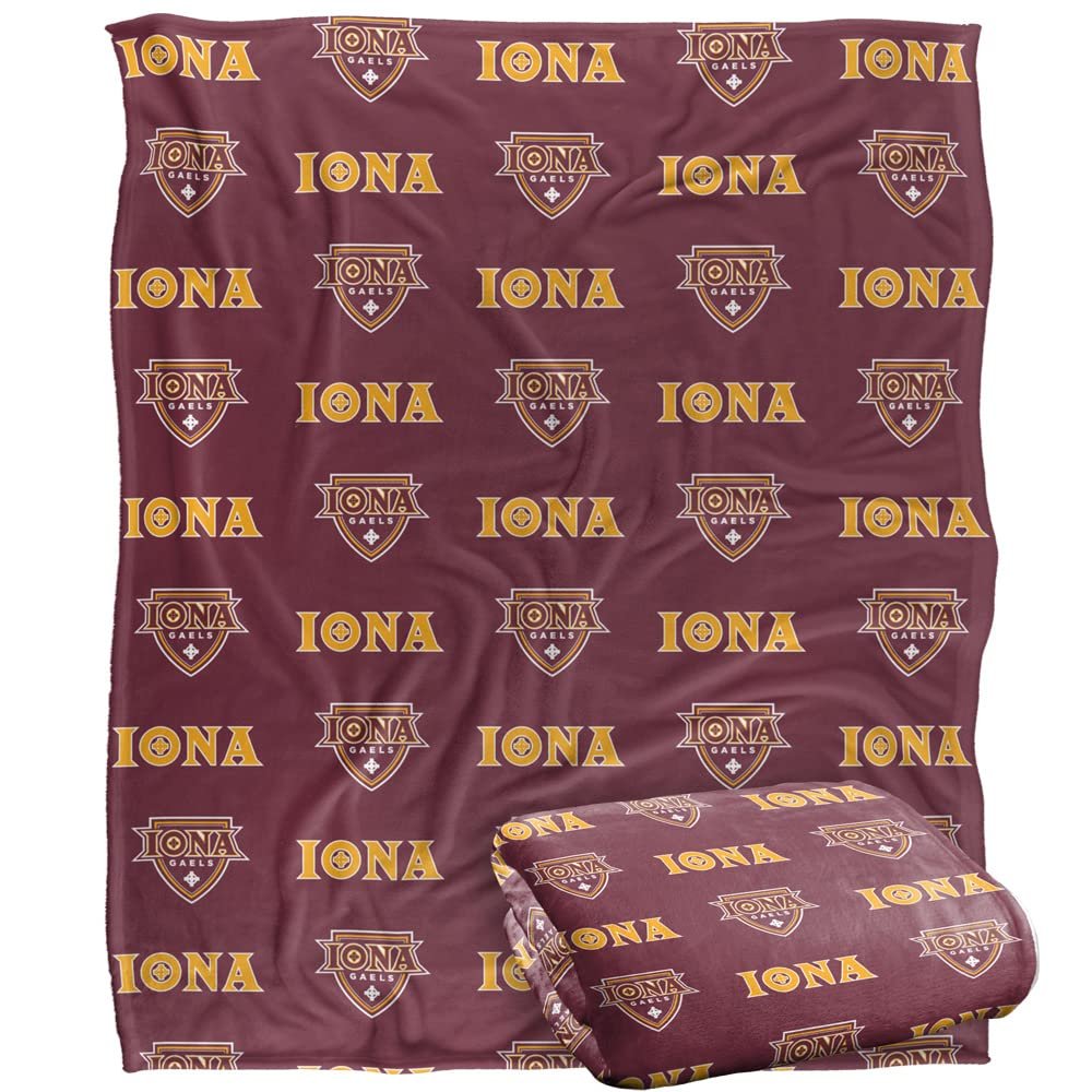 Iona College Blanket, 50"x60" Logo Pattern, Silky Touch Super Soft Throw Blanket