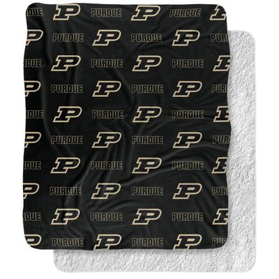 Purdue University Blanket, 50"x60" Logo Pattern, Silky Touch Sherpa Back Super Soft Throw Blanket