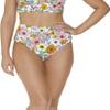 Raisins Juniors Tropics Floral-Print Textured Flower Child High Waisted Swim Bottom, Multi, M view 1