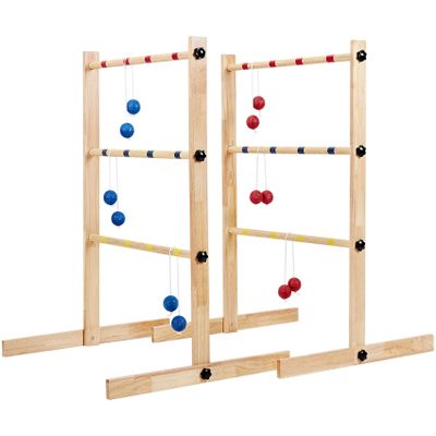 ApudArmis Ladder Toss Game Set, 35x26In Pine Wooden Golf Ladder Lawn Game with 6 Bolos Balls and Carrying Case - Outdoor Backyard Game for Teens Adults FamilyNew Version Sturdy Bolts
