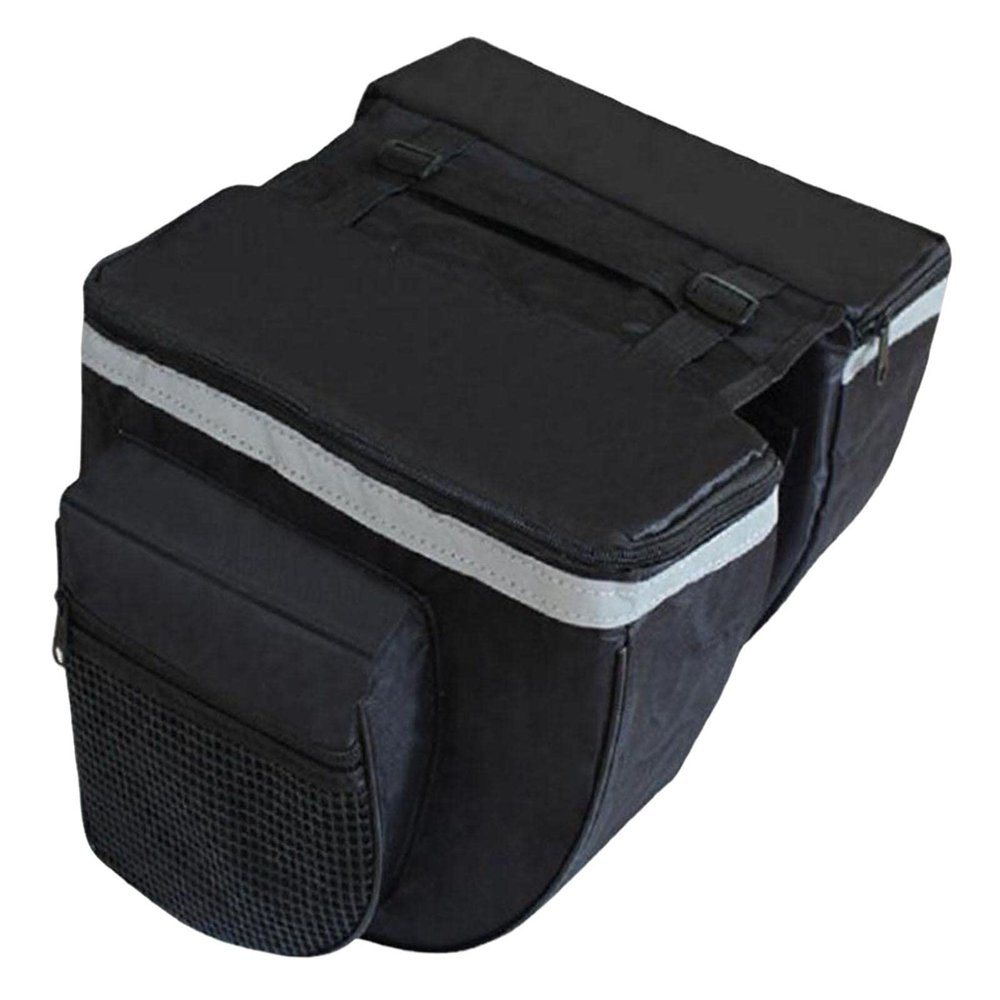 B Baosity Bike Bag Bicycle Panniers Rear Rack Bag, Large Capacity Water Resistant Bicycle Trunk Bag with Reflective, Bike Saddle Bag Cycling Trip, Black