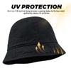 Clakllie Embroidery Fishing Hat Pure Color Bucket Hat Retro Beach Sun Cap Cotton Outdoor Hunting Cap Safari Hat All Seasons,GD69-Black view 4