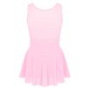 JEEYJOO Kids Girls Figure Ice Skating Dress Halter Neck Rhinestone Tutu Skirted Ballet Dance Leotard Dancewear Z1 Sleeveless Pink 14 view 2