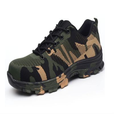 Steel Toe Safety Work Shoes for Men Breathable Industrial Sneakers Lightweight Camouflage Outdoor Work Shoes