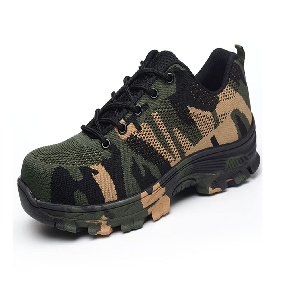 Steel Toe Safety Work Shoes for Men Breathable Industrial Sneakers Lightweight Camouflage Outdoor Work Shoes