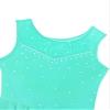 JEEYJOO Kids Girls Figure Ice Skating Dress Halter Neck Rhinestone Tutu Skirted Ballet Dance Leotard Dancewear Z1 Sleeveless Mint Green 10 view 3