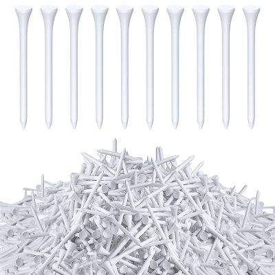 Vinsot 1000 Pcs Golf Tees Bulk 3-1/4 '' Wooden Bamboo Tees Decoration for Men Women Clubs Golf Ball Theme Party Accessories School Supplies(White,Solid)