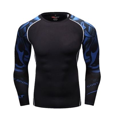 Nikiikoo Men's UPF 50+ Rash Guard Shirts Long Sleeve Swim Shirt Quick Dry Swimming Top for Surfing/Diving Black,Blue Large