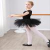 Stelle Ballet Shoes for Girls Dance Slippers Genuine Leather Ballerina Shoes for Toddler/Little Kid/Big Kid(11ML, Black No-tie) view 2