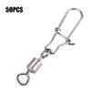 HERCHR Fishing Swivels Snaps Set, 50PCS Rolling Bearing Swivel with Double Lock Snap for Quick Connect Fishing Lures(#8) view 1