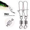 HERCHR Fishing Swivels Snaps Set, 50PCS Rolling Bearing Swivel with Double Lock Snap for Quick Connect Fishing Lures(#8) view 4