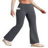 Heathyoga Fleece Lined Pants Women Yoga Pants with Pockets for Women Thermal Pants High Waist Flare Leggings for Winter Grey view 1
