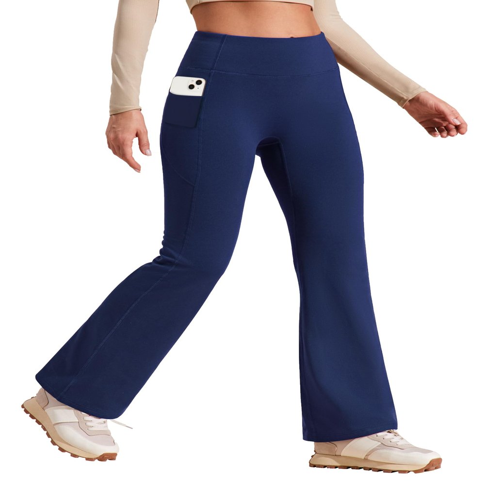 Heathyoga Fleece Lined Pants Women Yoga Pants with Pockets for Women Thermal Pants High Waist Flare Leggings for Winter Blue