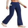 Heathyoga Fleece Lined Pants Women Yoga Pants with Pockets for Women Thermal Pants High Waist Flare Leggings for Winter Blue view 1